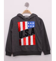 Toontoy Erkek Çocuk Pullu U.S.A Bayraklı Nakışlı Sweatshirt (Antrasit Melanj)