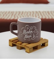 BK Gift Kişiye Özel İsimli Renkli Middle Çay & Kahve Fincanı-6(14 Renk Seçeneği), Arkadaşa Hediye, Sevgiliye Hediye, Doğum Günü Hediyesi (Gri)