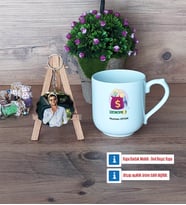 Ekonomist Kupa Bardak Beyaz ve Fotoğraflı Ahşap Anahtarlık Hediye (Model 5)