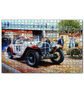 Cakapuzzle Geçmişte Araba Yarışçıları Görseli Puzzle Yapboz MDF (Ahşap) (255 Parça)