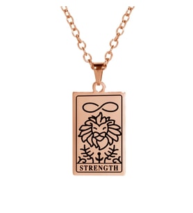Kişiye Özel 925 Ayar Gümüş Strength Tarot Kolye (Rose)