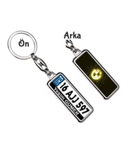 Kişiye Özel Bmw Neon Lights Sarı Logo Tema Plaka Anahtarlık (Gümüş)