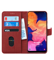 Microsonic Samsung Galaxy A10 Kılıf Fabric Book Wallet (Kırmızı)