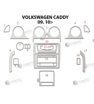 Meriç® Volkswagen Caddy Ön Torpido Kaplama Maun 18 Parça 2010-2014 (Alüminyum)