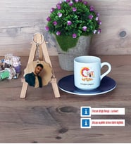 Grafiker Türk Kahvesi Fincanı Ahşap Altlıklı ve Fotoğraflı Ahşap Anahtarlık Hediye (Model 4)