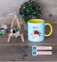 İsme Özel Doğum Günü Hediyesi Kupa Bardak Beyaz ve Fotoğraflı Ahşap Anahtarlık Hediye (Model 7)