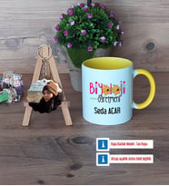 Biyoloji Öğretmeni Kupa Bardak Beyaz ve Fotoğraflı Ahşap Anahtarlık Hediye (Model 7)