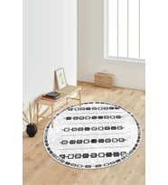 Dijital Baskılı Kaymaz Taban Yıkanabilir Yuvarlak Salon Halısı Koridor Halısı Paspas NDY-SD-1011 (Beyaz)
