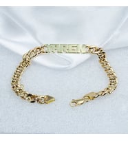 Unisex Kişiye Özel İsim Gümüş Bileklik (Gold)