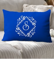 BK Gift Kişiye Özel Harfli Premium Kumaş Dikdörtgen Yastık Kılıfı-2 (SADECE YASTIK KILIFI), Ev Dekorasyonu, 5 Farklı Renk Seçeneği (Saks Mavisi)