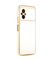 Xiaomi Poco M5 Kılıf Zore Bark Kenarları Altın Renk Kılıf (Beyaz)