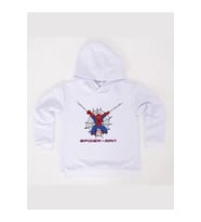 Spiderman baskılı örümcek adam kapüşonlu pamuklu kumaş çocuk sweatshirt (Beyaz)
