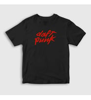 Presmono Unisex Çocuk Beyaz Logo Daft Punk T-Shirt 59968tt (Siyah)