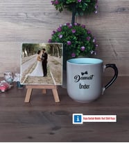 Damat Fotoğraflı Dekoratif Taş, Kupa Bardak Beyaz Hediye (Model 10)