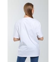 Kadın Bisiklet Yaka Regular Fit  Air Baskılı Tişort SPR21YK23 (Beyaz)