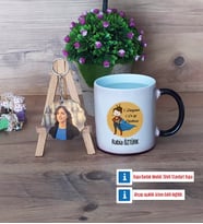 Öğretmenler Günü Hediyesi Kupa Bardak Beyaz ve Fotoğraflı Ahşap Anahtarlık Hediye (Model 9)