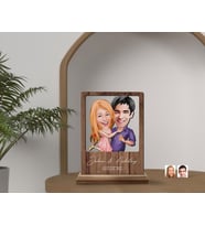 BK Gift Kişiye Özel Sevgililer Karikatürlü Ahşap Standlı Biblo, Sevgililer Günü Hediyesi, Doğum Günü Hediyesi, Yıl Dönümü Hediyesi (Model 4)