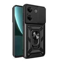 Vendas Tecno Camon 20 Kılıf Magnetik Standlı Kamera Korumalı Zore Sürgülü Vega Kapak (Siyah)