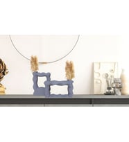 Livava Çerçeve Seramik Vazo İkili Set, Ekru, 21X15 (Gri)