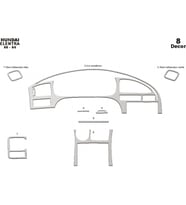 Meriç® Hyundai Elantra Ön Torpido Kaplama Maun 8 Parça 2000-2004 (Alüminyum)