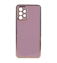 Samsung Galaxy A32 4G Kılıf Kenarları Gold Kamera Korumalı Renkli Pastel Silikon Açık Yeşil BARK (Mor)