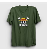 Presmono Unisex Sarı Logo Anime One Piece T-Shirt 135550tt (Haki)