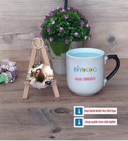 Biyolog Kupa Bardak Beyaz ve Fotoğraflı Ahşap Anahtarlık HediyeBiyologa Hediye (Model 10)