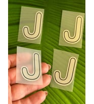 5X4 CM 4 ADET J HARFİ TRANSFER BASKI ARMA (Gri)