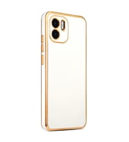 Xiaomi Redmi A1 Kılıf Kenarları Gold Kamera Korumalı Renkli Pastel Silikon Siyah BARK (Beyaz)