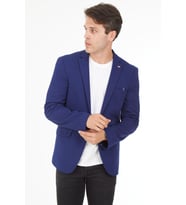 G-223 Erkek Lacivert Yarım Astarlı Dar Kalıp Blazer Ceket (İndigo)