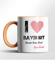 Kişiye Özel Bayburt Seninle Daha Güzel Tema Siyah Renk Kupa (Turuncu)