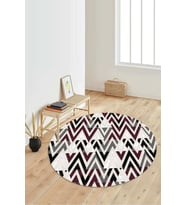 Dijital Baskılı Kaymaz Taban Yıkanabilir Yuvarlak Salon Halısı Koridor Halısı Paspas NDY-HT-777 (Bordo)