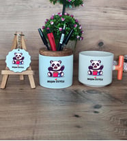 Sevimli Panda Hediye Sepeti Kupa Bardak T Kulplu, Kalemlik ve Anahtarlık Arkadaşa Sevgiliye Hediye (Model 7)