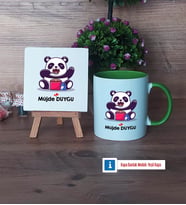 Sevimli Panda Dekoratif Taş, Kupa Bardak Kırmızı Hediye (Model 13)