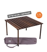 Bag The Joy 70x70x40 Ahşap Katlanır Rulo Kamp ve Piknik Masası (Antrasit)