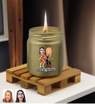 BK Gift Kişiye Özel DTF Anne Kız Karikatürlü Renkli Cam Kavanozda Kokulu Mum-1(13 Renk Seçeneği), Arkadaşa Hediye, Anneye Hediye, Doğum Günü Hediyesi (Gold)