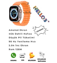 Hello Watch 3+ Plus 4gb Hafızalı Amoled Ekranlı 3 Kordonlu Aksesuar Bağlantılı Yeni Nesil Akıllı Saat Kordon Hediyeli (Turuncu)