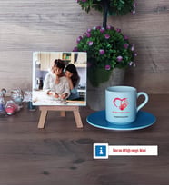Anneye Hediye Fotoğraflı Dekoratif Taş, Ahşap Altlıklı Türk Kahvesi Fincanı Hediye (Model 5)