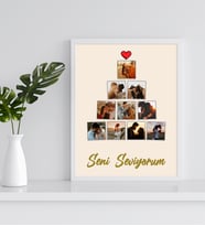 10 Fotoğraflı İnstax Tasarım Çerçeve Sevgiliye Hediye (Beyaz)