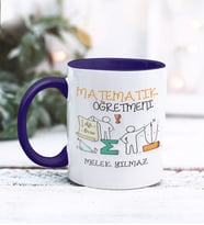 Matematik Öğretmeni Tasarımlı Kişiye Özel Kupa Bardak (Lacivert)