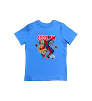 Spiderman baskılı örümcek adam pamuklu penye kumaş yazlık çocuk tişört (Mavi)