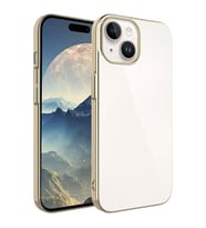 iPhone 15 Kılıf Sert PC Renkli Çerçeveli Riksos Kılıf (Gold)