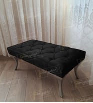 Kapitoneli Ayak Ucu Kapı Önü Antre Bench Puf Gümüş Ayak (120*45) (Siyah)