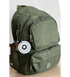 Nemo Bags Krinkıl Kumaş Suya Dayanıklı Orta Boy Koyu Sırt Çantası/Laptop Okul Çantası (Haki)