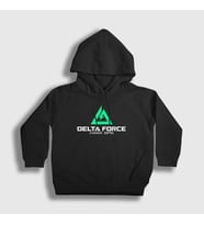 Presmono Unisex Çocuk Beyaz Logo Oyun Delta Force Hawk Ops Kapüşonlu Sweatshirt 476437tt (Siyah)