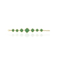 Kadir Jewellery 22 Ayar Altın Kaplama Zirkon Taşlı Ayarlanabilir Zincir Bileklik (Yeşil)
