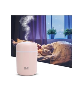 H2o Humidifier 300 Ml Işıklı Hava Nemlendirici Buhar Makinesi Ve Aroma Difüzörü (Pembe)