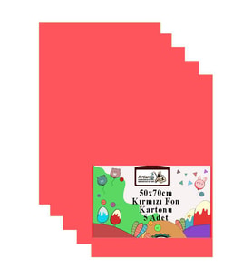 Fon Kartonu 50x70 cm 120 gr 5 Adet 50*70 cm Renkli Fon Kartonu Kağıdı 120 Gr Okul Sınıf Etkinlik Kreş Okul Öncesi (Kırmızı)