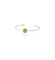 Kadir Jewellery Zirkon Taşlı Ayarlanabilir 925 Ayar Gümüş Kaplama Bilezik (Zeytin Yeşili)