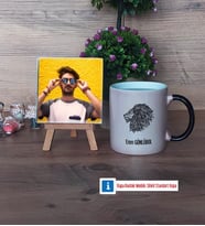 Aslan Fotoğraflı Dekoratif Taş, Kupa Bardak Beyaz Hediye (Model 9)